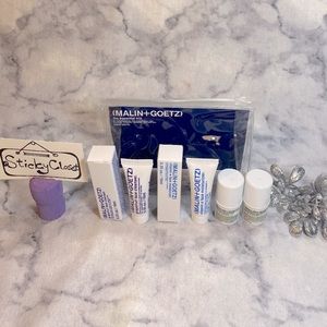 Malin+Goetz Skincare Set-Clear Pouch,Cleanser,Moisturizer & 2 Deodorants-4pc-NEW